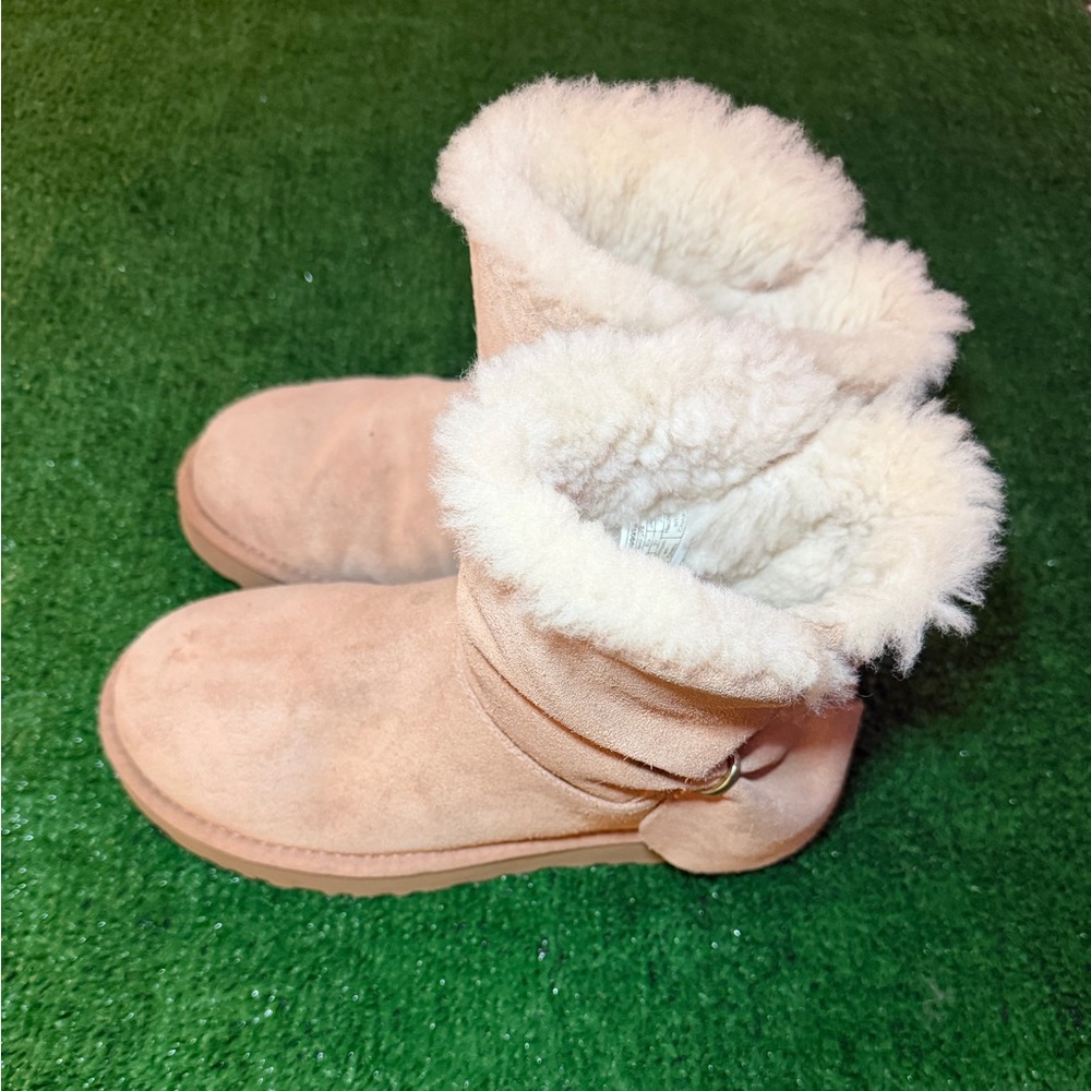 UGG Classic Mini Twist Chestnut Suede Fur Boots Womens Size 6 - Picture 2 of 11